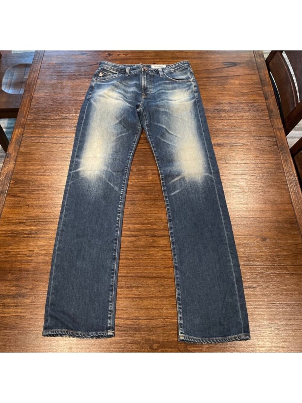 AG Graduate Tailored Leg Jean 32x34 Medium Wash Faded Distressed AG-ED Denim DAS